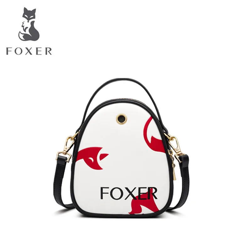 FOXER женская кожаная сумка модные сумки через плечо для женщин из воловьей кожи