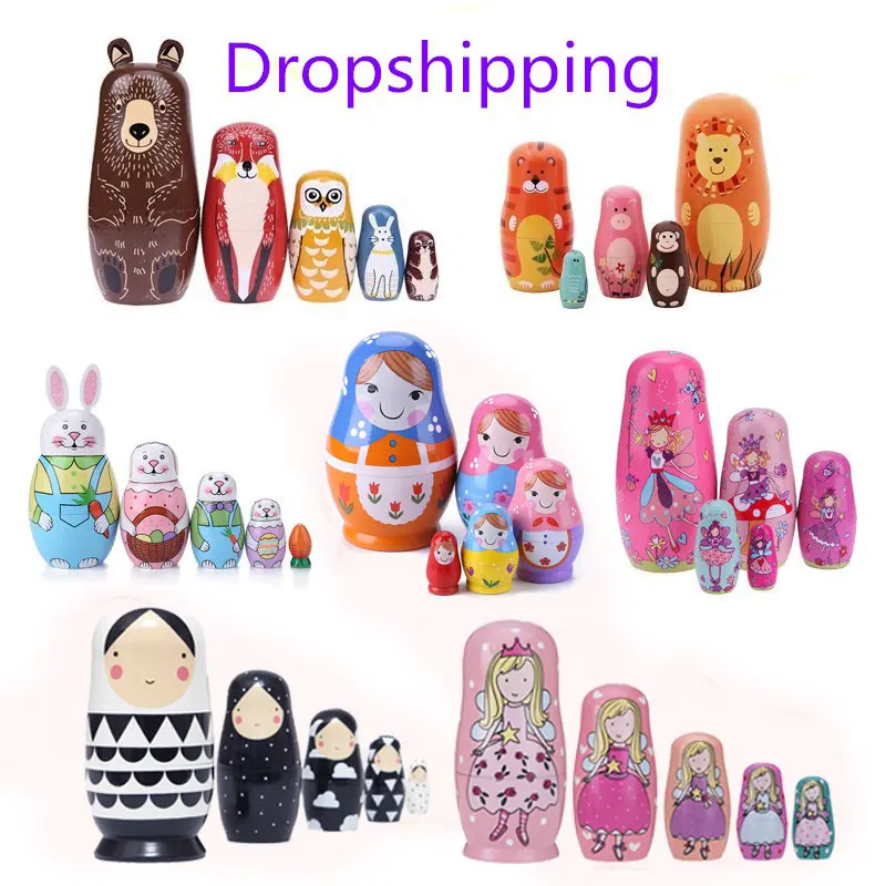 Muñecas rusas de madera para niños, muñecos de Matryoshka para decoración del hogar, regalos de cumpleaños, 1 Juego, envío directo