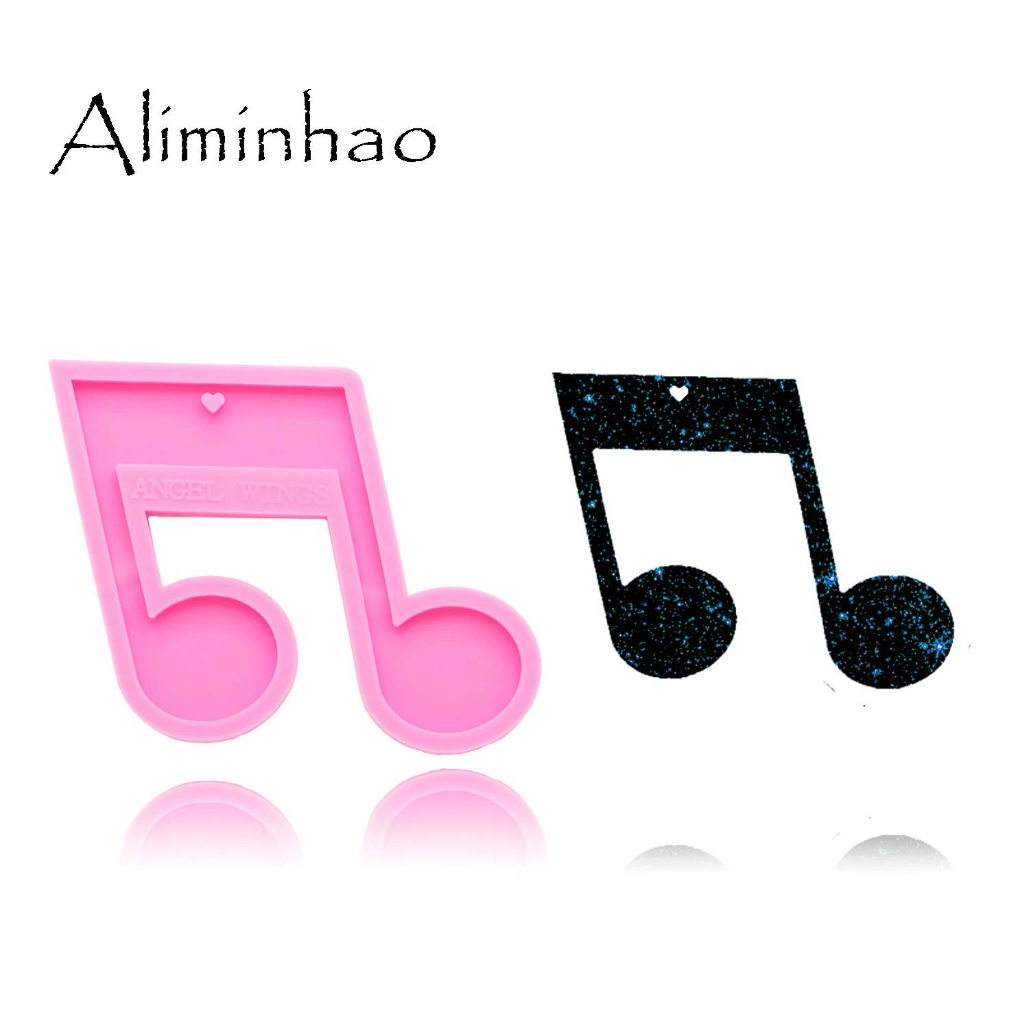 DY0174 блестящие музыкальные ноты силиконовые формы DIY эпоксидная форма Кремниевая Смола крафт формы для брелоков плесень - Цвет: Pink 1pc