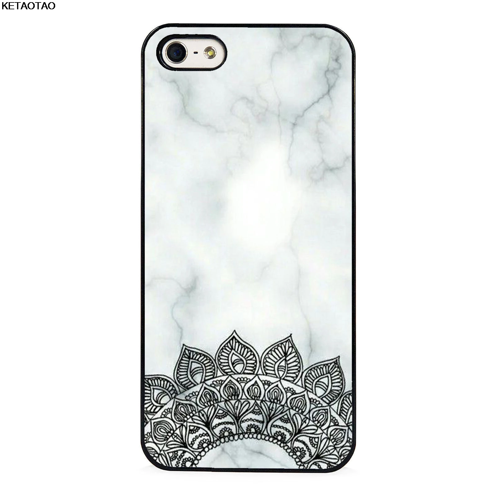 Прозрачный KETAOTAO Mendala мраморный узор для iPhone 5C, 5S, 6 S, 7, 8 Plus, X, XR, XS MAX, черный мягкий чехол для телефона, резиновый силиконовый чехол - Цвет: Прозрачный