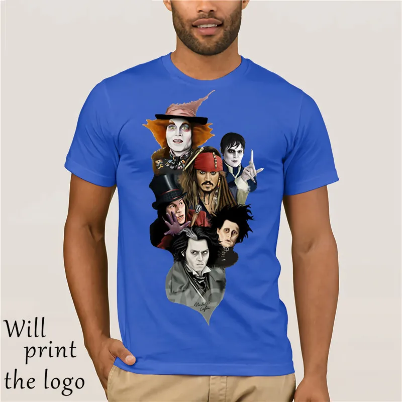 Суини Тодд, Эдвард сissorhands, Вилли Вонка, Джек Воробей, Барнабас Коллинз, Madhatter. Рубашки для мальчиков - Цвет: blue