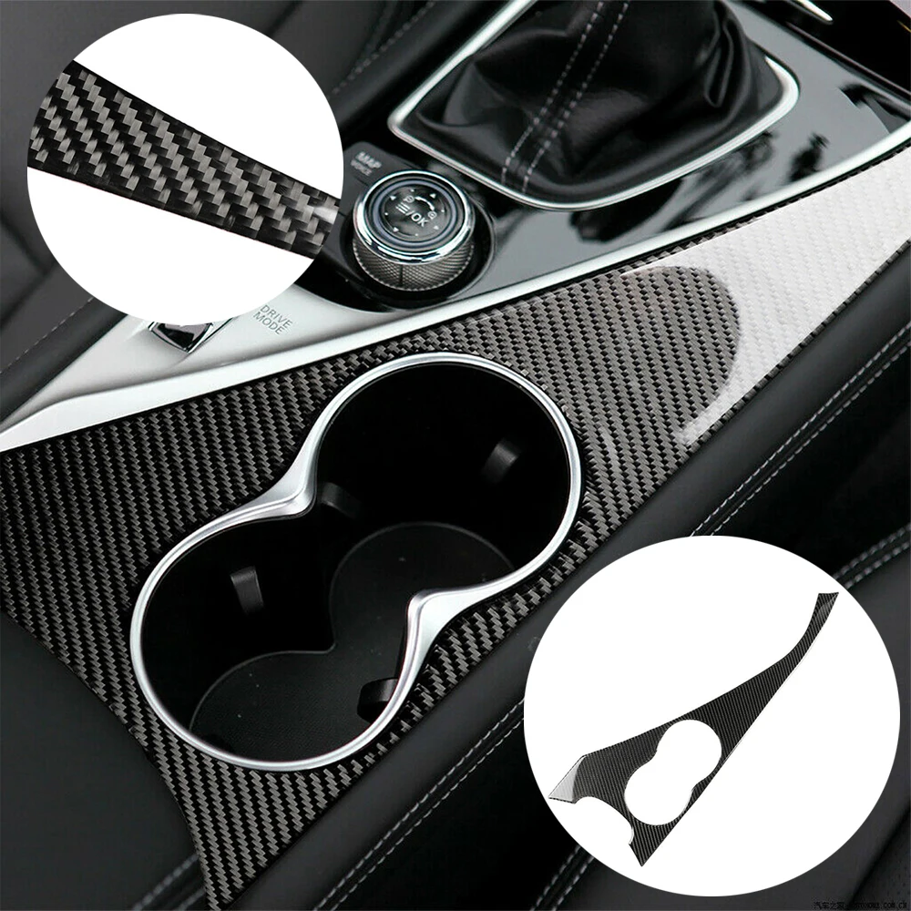 

Carbon Fiber Interior Water Cup Holder Panel Cover Sticker Trim For Infiniti Q50 Q60 2014 2015 2016 2017 2018 2019 Car Styling