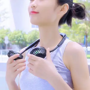 

Mini- USB Portable Fan Neck Fan Neckband With Rechargeable Battery Small Desk Fans Handheld Air Cooler Conditioner For Room