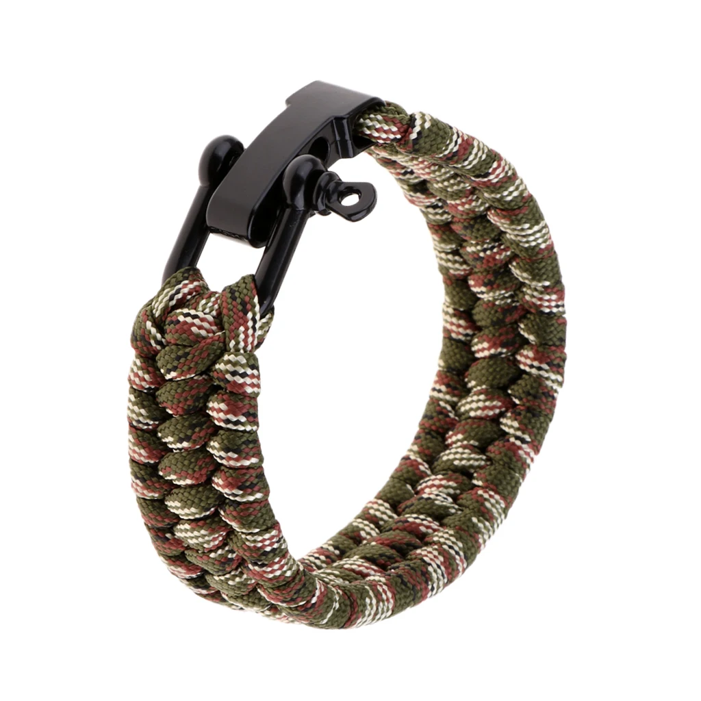 Camo 23x2.5cm Выживания Открытый Пряжка веревка Паракорд Браслет скоба с регулируемой нержавеющей стали u-образный крюк спортивные аксессуары - Цвет: Camo 23x2.5cm
