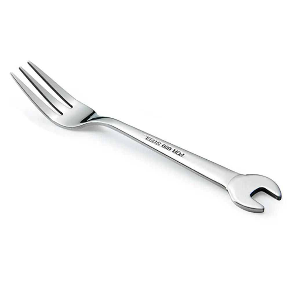 fork Фрукты в форме гаечного ключа ложки из нержавеющей стали кухонная посуда кофе Портативные Детские Вилки десертная посуда - Цвет: fork