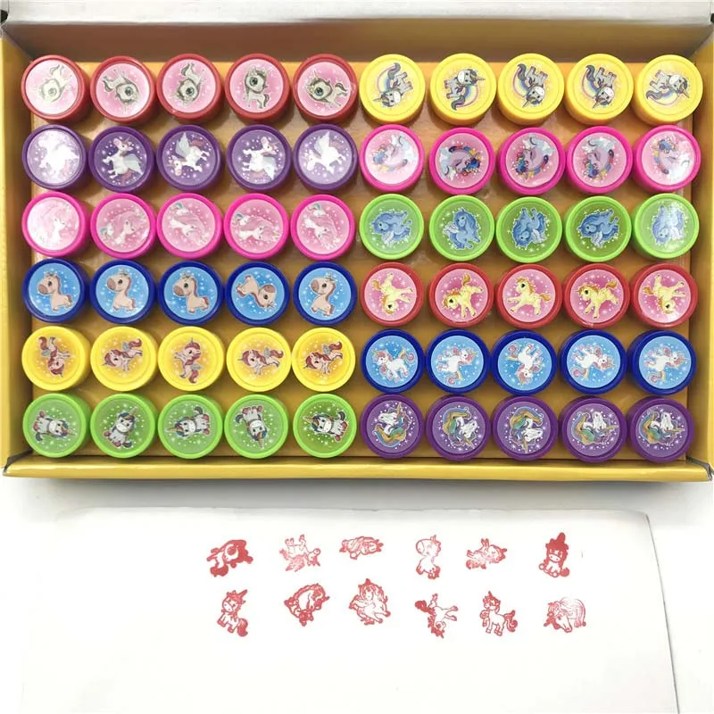 5x12Pcs Horse 60 шт. детская игрушка марки мультфильм смайлик дети печать для скрапбукинга Stamper DIY живопись фотоальбом Декор - Цвет: 5x12Pcs Horse