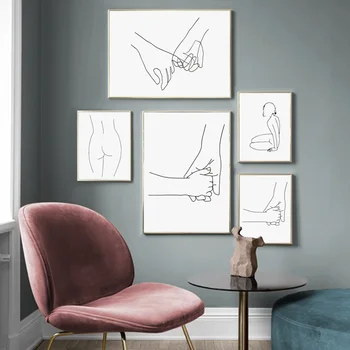 

Abstract Line Girl Body Hand Minimalist Wall Art Canvas Painting Nordic Posters and Prints Wall Pictures for Living Room Decor