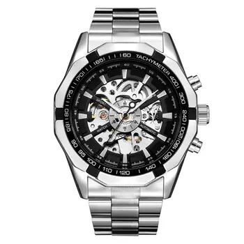 

Men'S Business Fashion Hollow Automatic Mechanical Watch Stainless Steel Belt Casual Creative Waterproof Watch