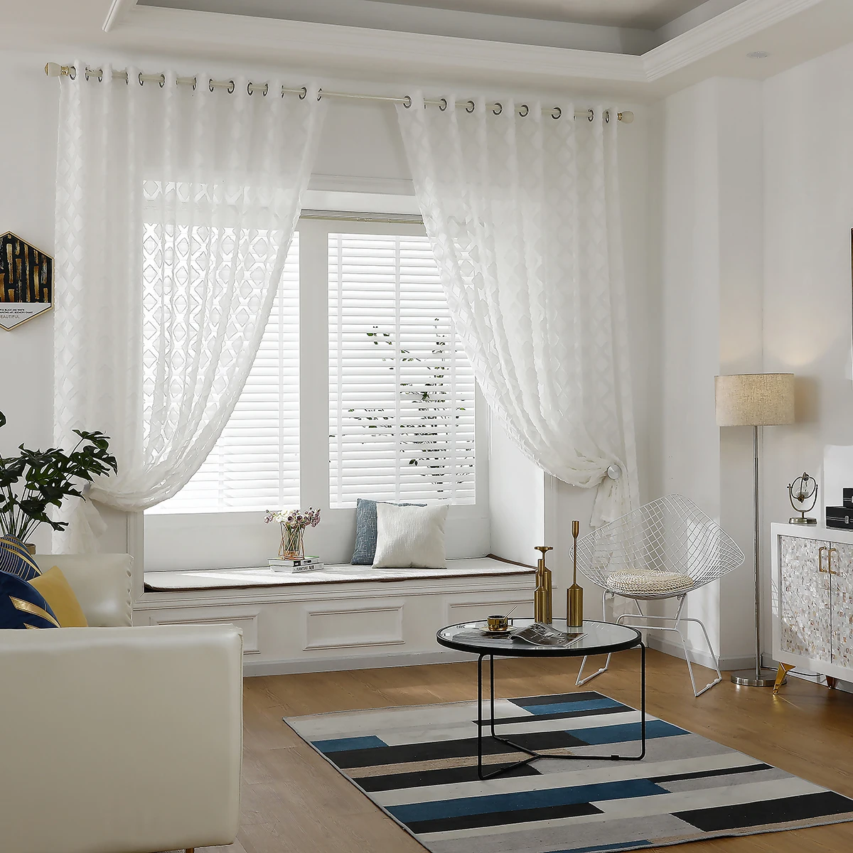 

1/2/4 Panels Window Screening Gauze Tulle Customize Panel Drap Curtains for Living Room Furniture Cover Eyelet Home Decor D30
