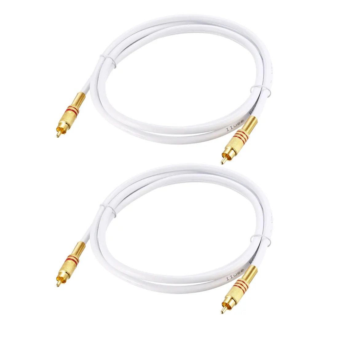 Uxcell 2 шт. RCA штекер к штекеру аудиокабель белый RG6 6 футов с красным кольцом