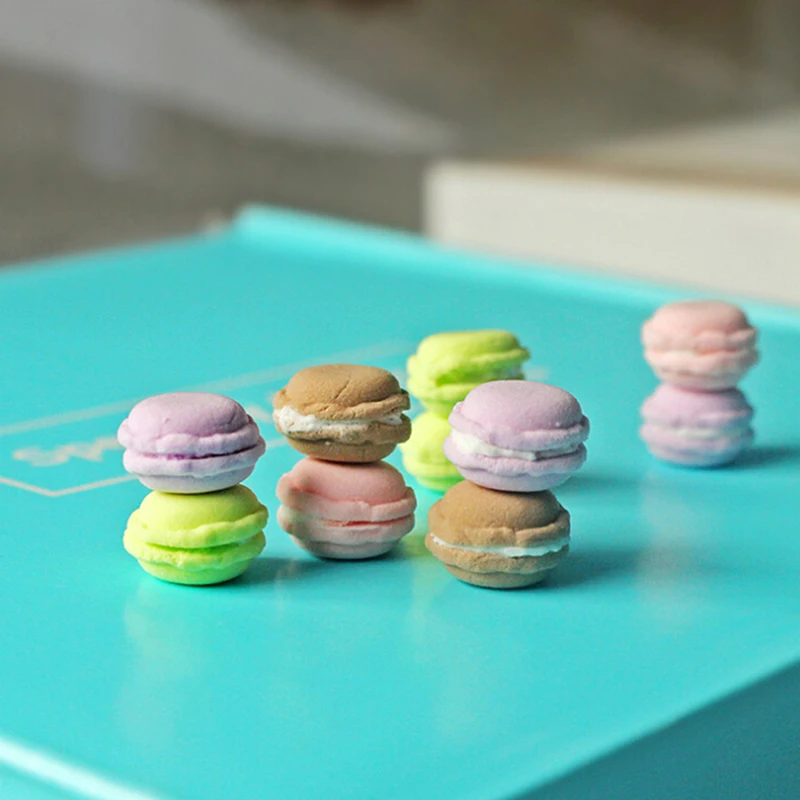 10 Pcs/Set 1/12 Scale Dollhouse Miniature Kitchen Food Dessert Tea Time Snack French Macaroon Toys