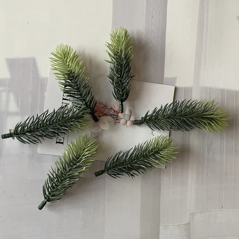 Ramas de pino artificiales, ramas de flores artificiales, decoración de fiesta de Navidad, accesorios de bricolaje, ramo, caja de regalo, 10 Uds. - Imagen 2