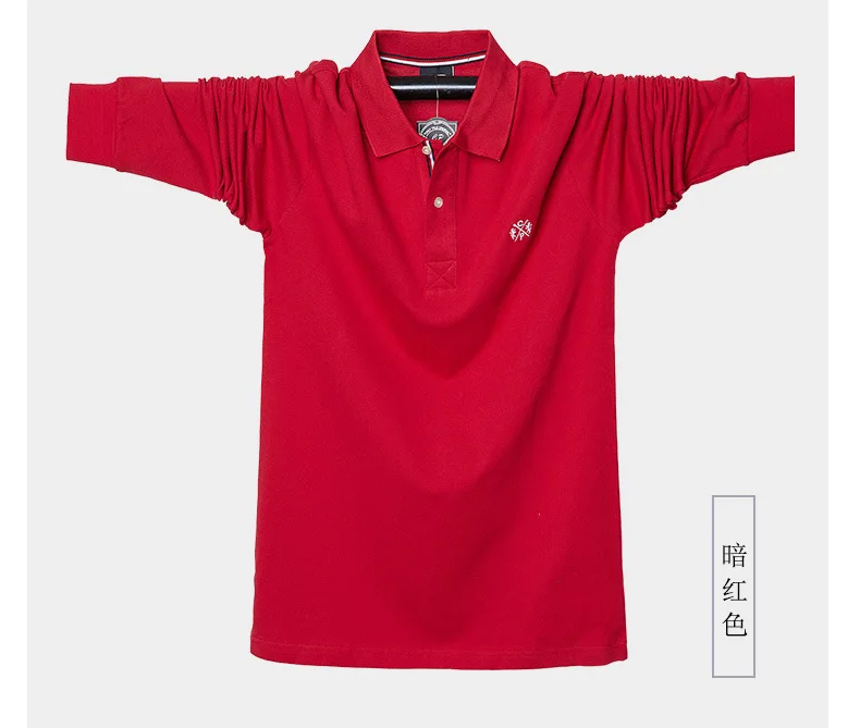 Большие размеры 4XL 5XL, высокое качество, 95% хлопок, чистый цвет, Повседневная рубашка поло с длинными рукавами для мужчин, синий, зеленый, красный, мягкая для взрослых мужчин