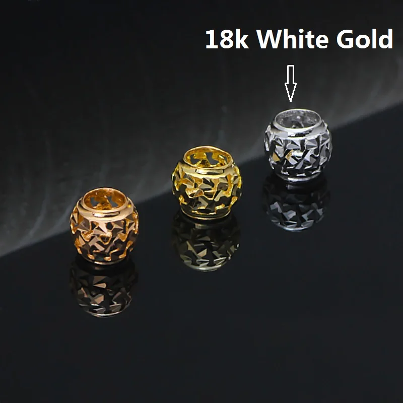 18k White Gold 1 шт., твердая Подвеска из 18-каратного золота для женщин, Полые бусины с узором, маленький размер 0,35 г, 18 К, желтое золото/18 К, белое золото/18 К, розовое золото - Цвет камня: 18k White Gold