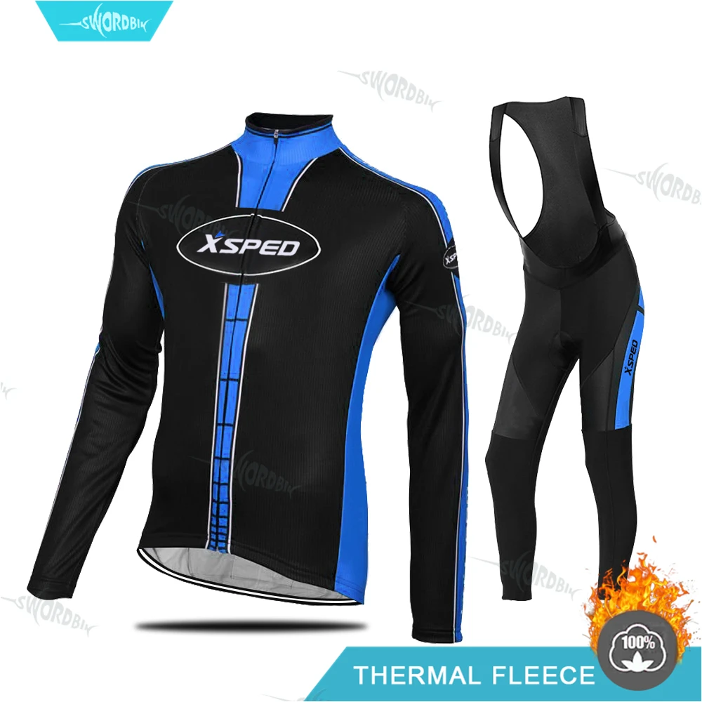 Bib Cycling Set Одежда для велоспорта Pro Team Treking велосипедная форма для мужчин зимний комплект из Джерси Теплая Флисовая одежда с длинным рукавом NW Ropa Ciclismo Hombre - Цвет: Bib Cycling Set
