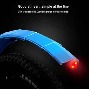 

2pcs Bike Fender Mountain Bike Mud Guard Bicycle Front And Rear Fender Wing With Tail Light For Bicycle
