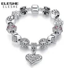 ELESHE, роскошная фирма, женский браслет из уникального серебра 925 пробы, кристалл, очаровательный браслет для женщин, сделай сам, бусы, браслеты, ювелирное изделие, подарок