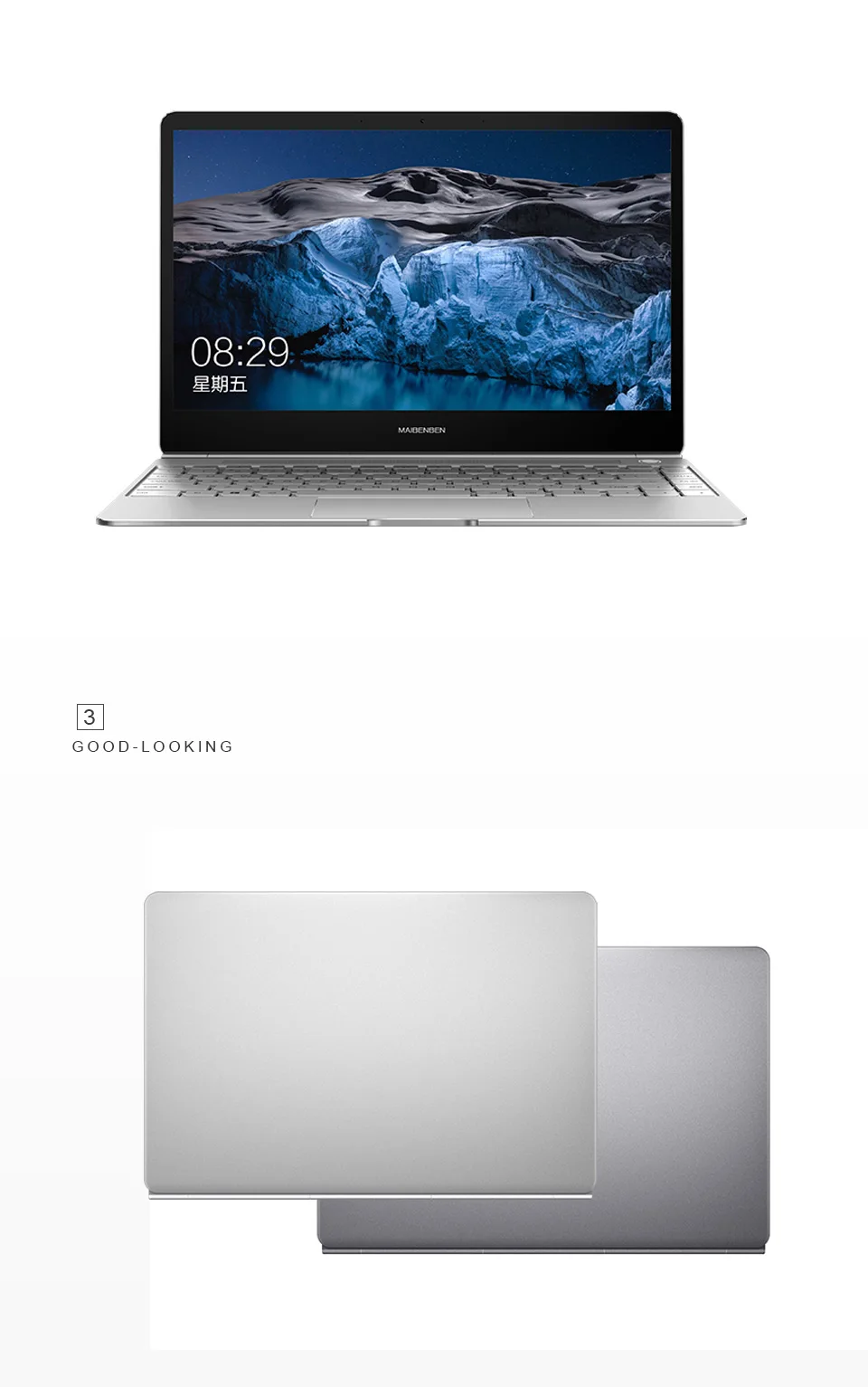 Ультратонкий ноутбук MAIBENBEN JinMai6 Pro 13,3" FHD/ADS/1,3кг/14,5мм/Intel N4100/8ГБ/480ГБ SSD/Intel(R) HD Graphics 600/DOS