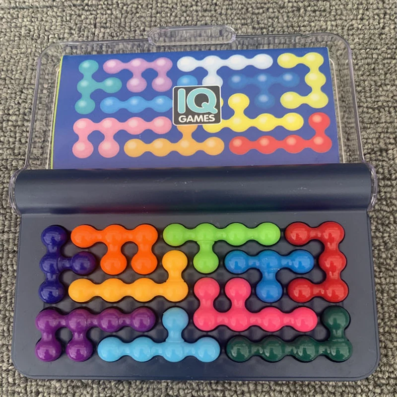 

Hot New Deluxe Plastic Box IQ Fit Board Game 120 Puzzles Intelligent Game Color Dog Bone Game For Family Kid Boy Girl Adult