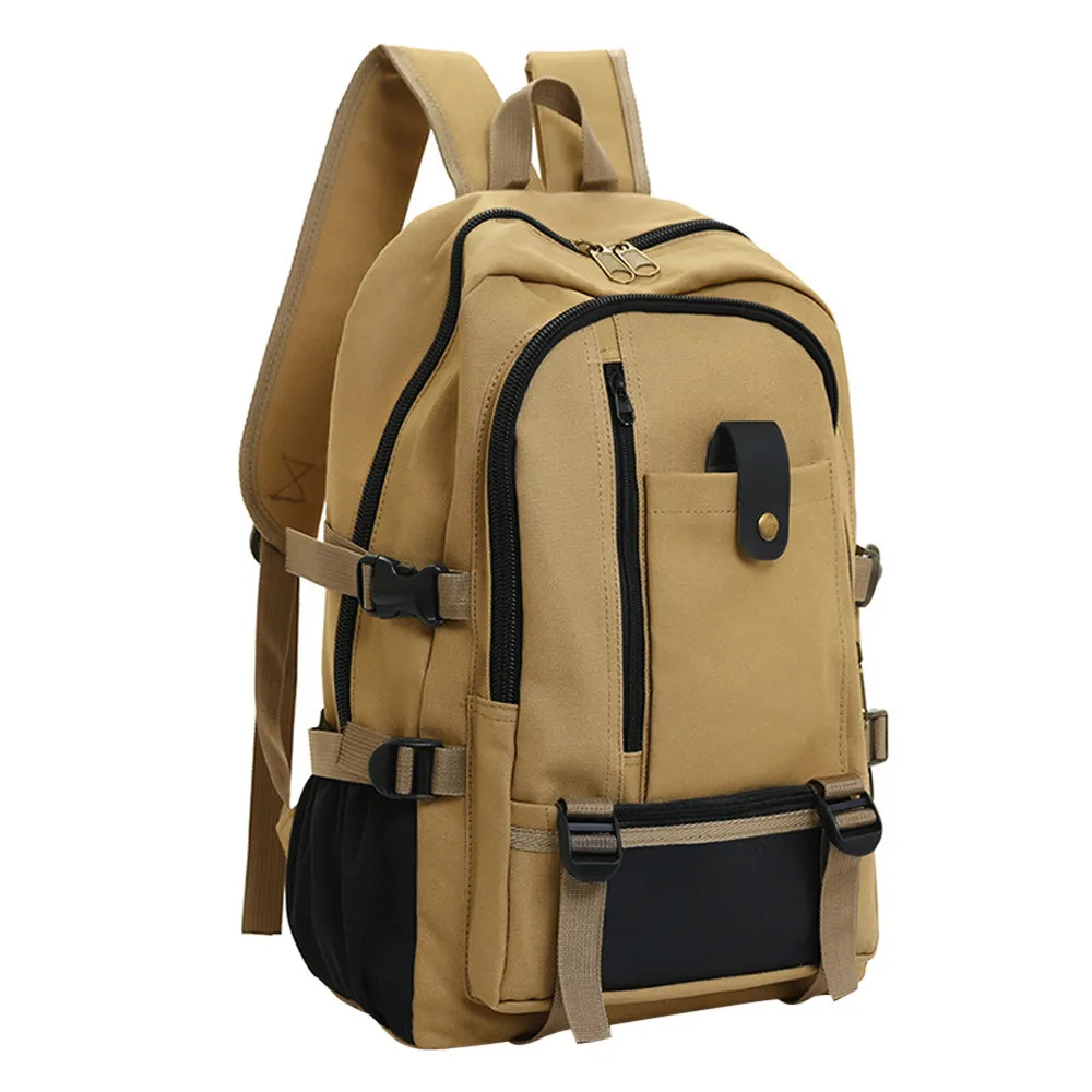 Anti Theft Men Canvas Backpack Vintage Satchel Rucksack School Travel Shoulder Bag Waterproof Large Capacity Laptop Backpack#09