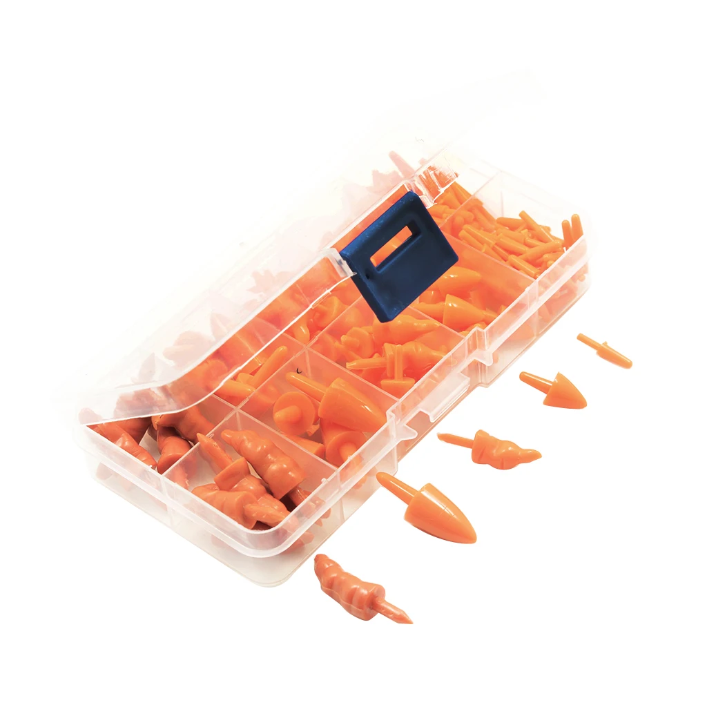 160pcs/Lot 3x16mm/8x16mm/10x28mm/8x20mm/8x33mm Plastic Snowman Toy Nose No Washer For DIY Handcraft Findings in Box