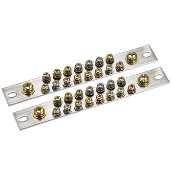 

uxcell Copper Screw Terminal Block Connector Bar 100A Double Row Ground Wire 17 Positions 2 Pcs