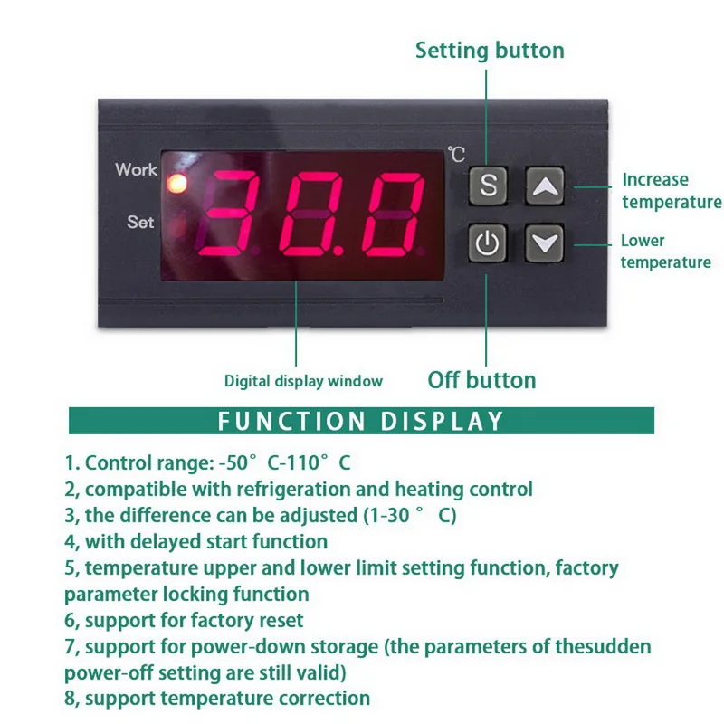 Цифровой регулятор температуры Термостат терморегулятор инкубатор РЕЛЕ Светодиодный 10 А нагревательный STC-1000 охлаждения STC 1000 12 в 24 В 220 В