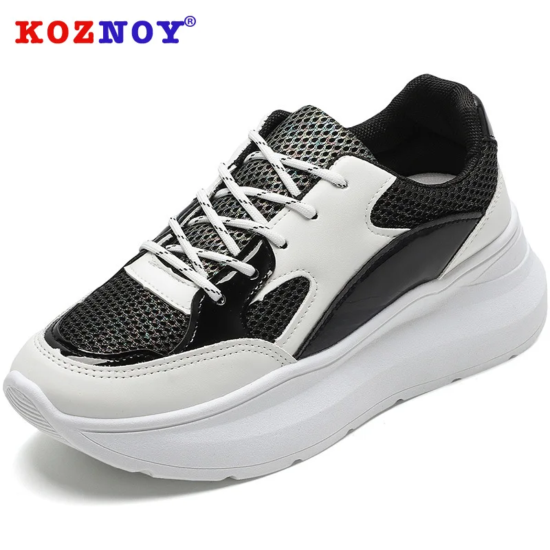 

Koznoy Sneakers Women Spring Autumn Thick Bottom Dropshipping Fashion Breathable Muffin Bottom Round Toe Causal Women Shoes