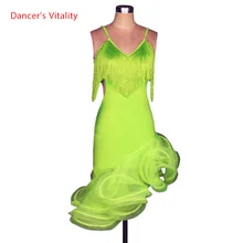 Костюм латинского танца сексуальный кисточка спандекс платье для латинских танцев для женщин Конкурс латинских танцев платья