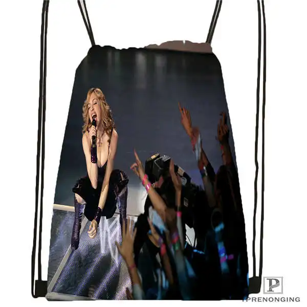 Изготовленная на заказ Мадонна на сцене походная сумка на шнурке милый рюкзак для детей(черная спинка) 31x40 см#2018612-01-17