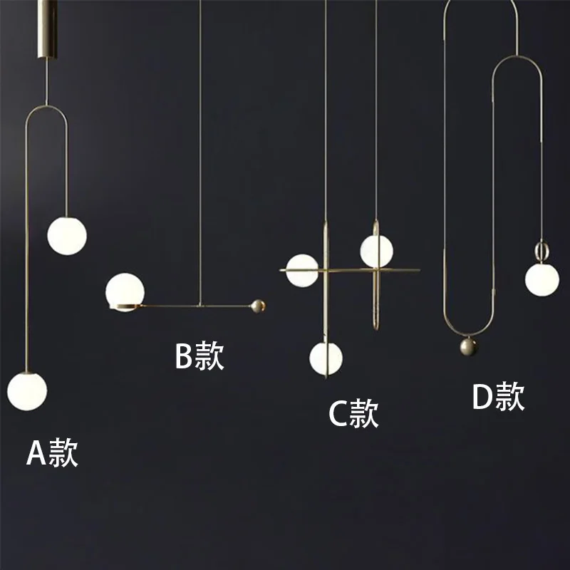 

Minimalist Line A Chandelier Post Modern Designer Restaurant Bar Café Personality Bar Counter Glass Sphere Lamps And Lanterns
