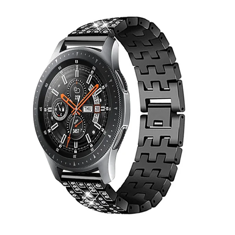Galaxy Watch 42 мм 46 мм ремешок 20 мм 22 мм петля Алмазный ремешок из нержавеющей стали полосы для samsung Galaxy 42 мм 46 мм Smartwatch - Цвет ремешка: Black
