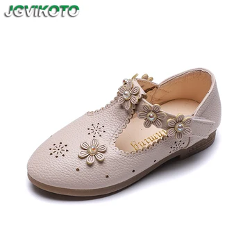 

Spring Autumn Girls Shoes Kids Casual Flats With Floral Flowers Children Shoes T-strap Soft Princess Wedding Party Shoes 21-36