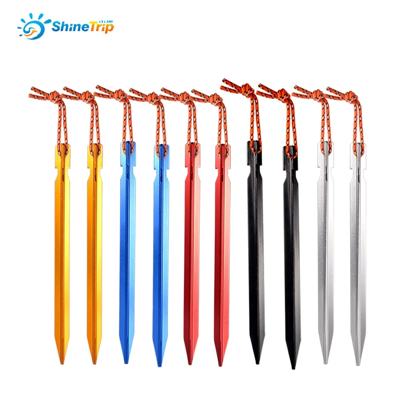 

10pcs 18cm Tent Pegs Aluminum AlloyTent Stake with Rope Tent Nail Peg Tent Accessories Equipment Outdoor Tool