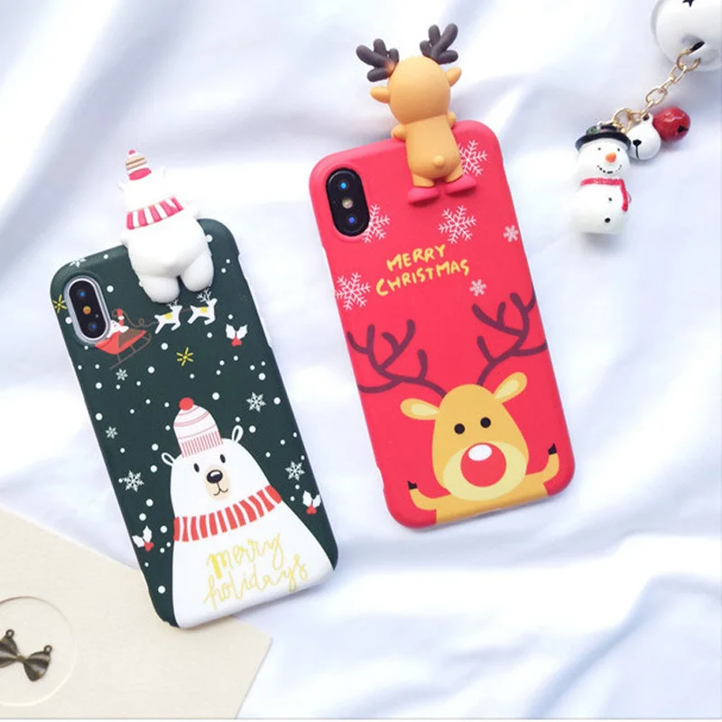 

Merry Christmas Phone Case for IPhone X XR XS Max 8 7 Plus Cartoon Santa Claus Elk Soft TPU Silicon Cover Cases Christmas Gifts