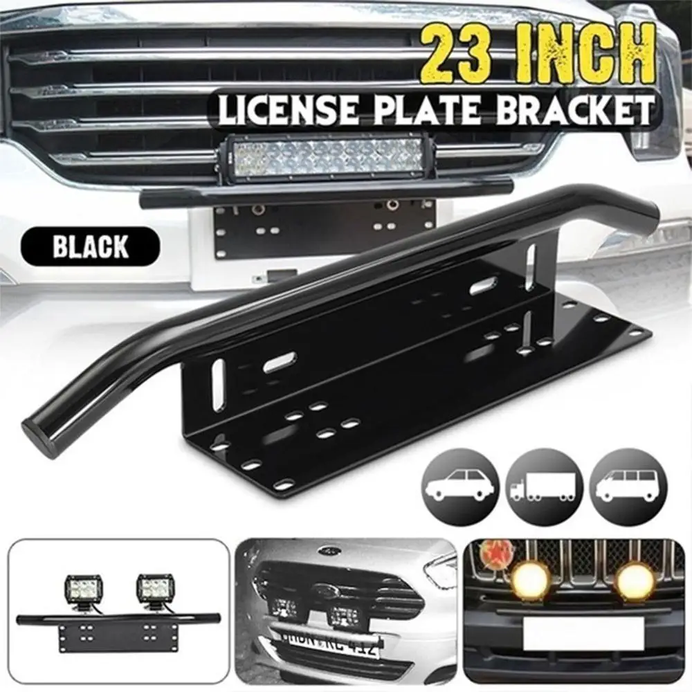 

23inch Car Front Bumper License Plate Mount Bracket Aluminium Bull Bar Style Holder For Driving Light Bar Car Jeep Truck SUV