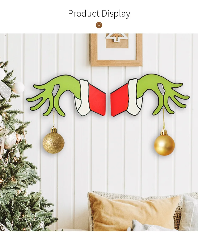 Neue Ankunft Holz Cut Out Weihnachten Dieb Hand Dekorationen Dieb Hand Aufkleber Wand Aufkleber Home Festival Dekor – Detail 12