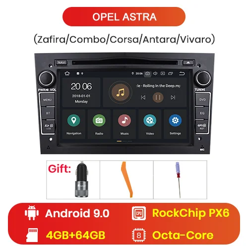 Android 4-64GB black Junsun Android9.0 gps RDS 4+ 64GB дополнительно для opel Astra Vectra Corsa Antara Vivaro Zafira Meriva 2 din автомагнитола автомобильный dvd-плеер - Цвет: Android 4-64GB black