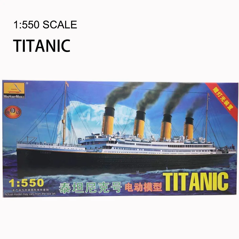 1:550 RMS Titanic modèle Kits de construction assemblage en plastique bateau modèle avec moteur électrique dispositif d'éclairage électrique Titanic jouet