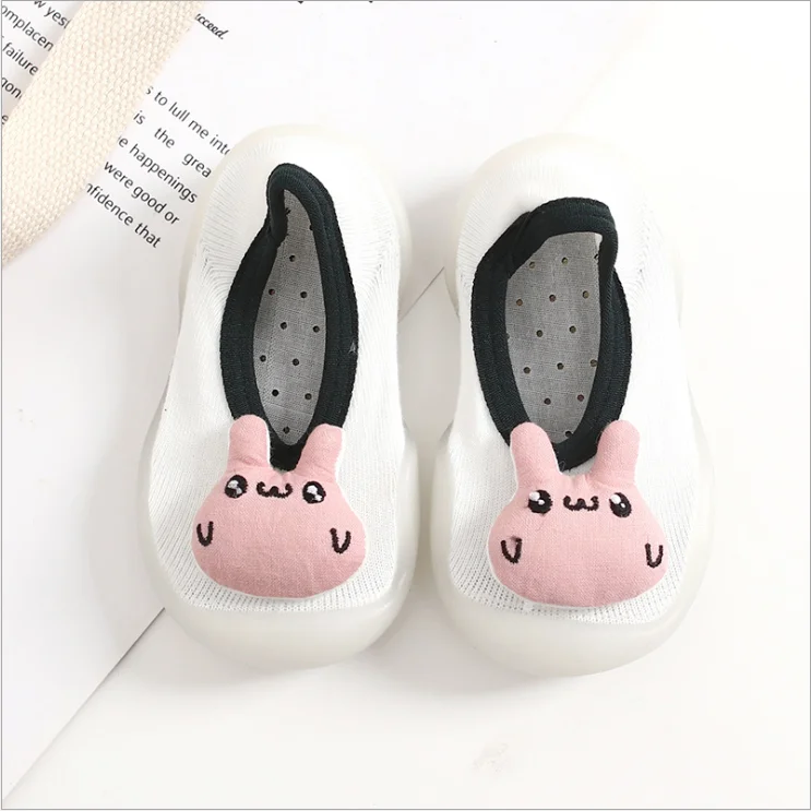 1205 White Rabbit Новинка; мягкая детская обувь; модные детские ботиночки для маленьких девочек; вязаные детские ботиночки; обувь для новорожденных девочек с цветочным рисунком; нескользящая резиновая подошва - Цвет: 1205 White Rabbit