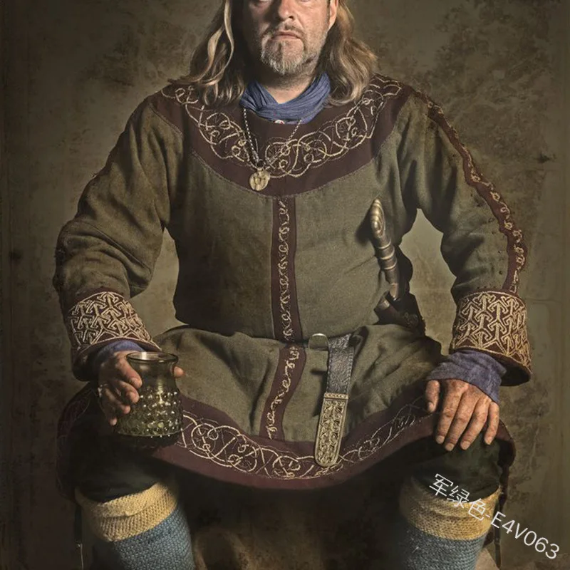 

COLDKER Halloween Tunic Clothing Adult Men Medieval Knight Warrior Costume middle age Viking Pirate Saxon Shirt