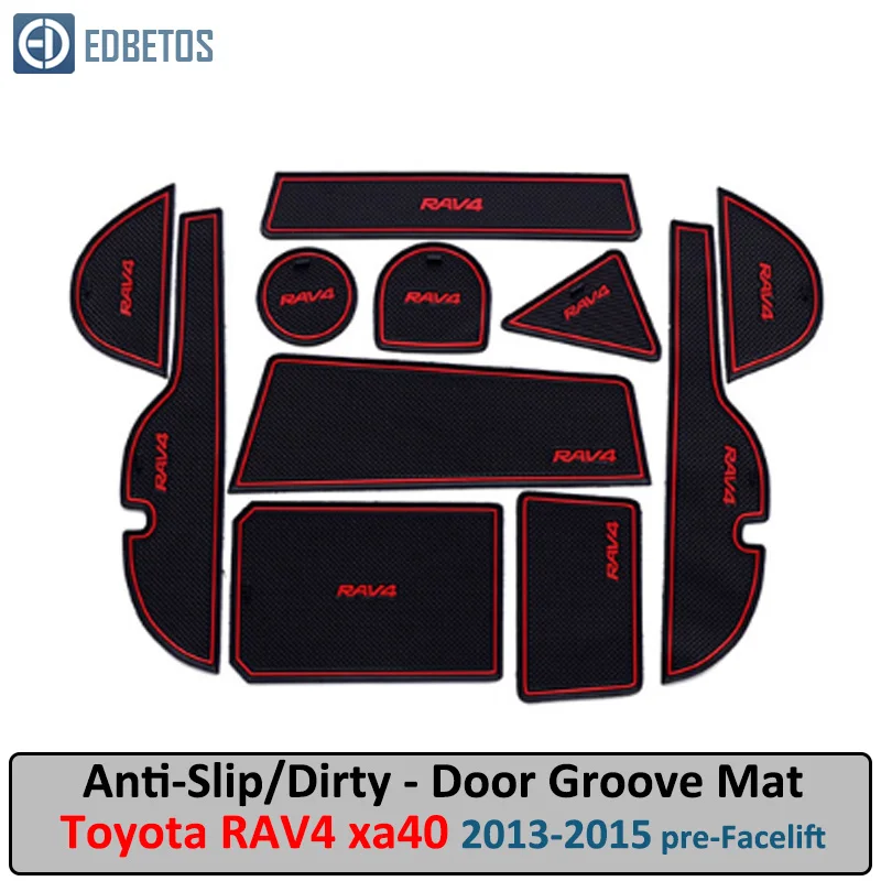 Anti-Slip Mat For Toyota RAV4 xa40 2013 pre-Facelift RAV 4 40 Hybrid Gate Slot Coaster Anti-Dirty Door Groove Mat - Название цвета: RAV4 13-15 Red