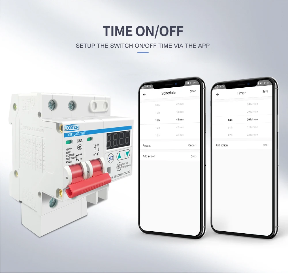 Din Rail WIFI Circuit Breaker Smart Switch Remote Control by Ewelink with over and under voltage current protecion LCD display