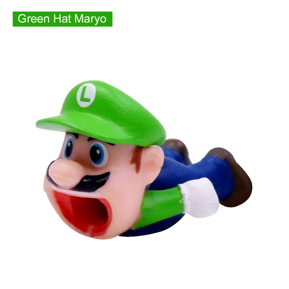 Green Hat Maryo CHIPAL аниме животное кабель протектор укусы Органайзер укуса для iPhone 7 8 Plus X XS usb зарядное устройство Шнур провода намотка-держатель - Цвет: Green Hat Maryo