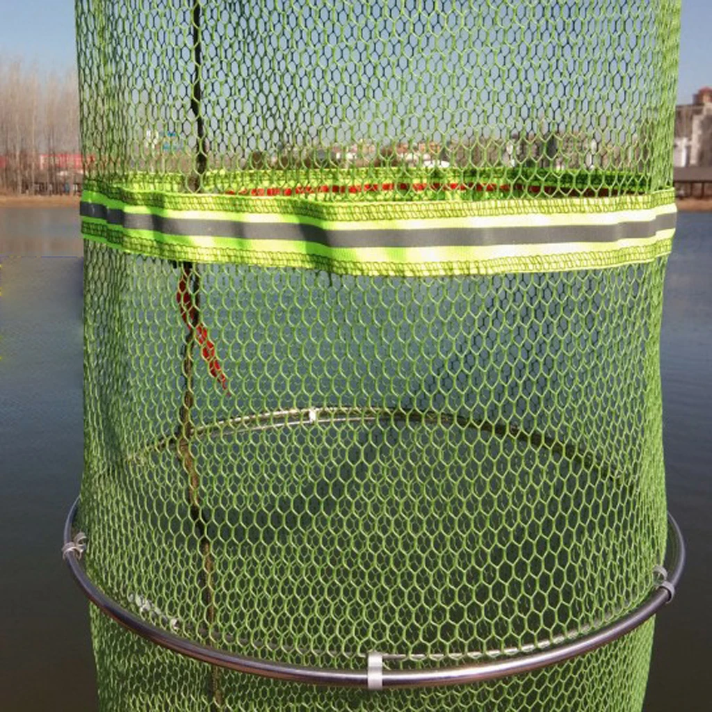 5 Layers Folding Fishing Net Wire Basket Fishing Tackle Cage Fish Storage Net Fishing Equipment with Storage Bag 2m 2.5m