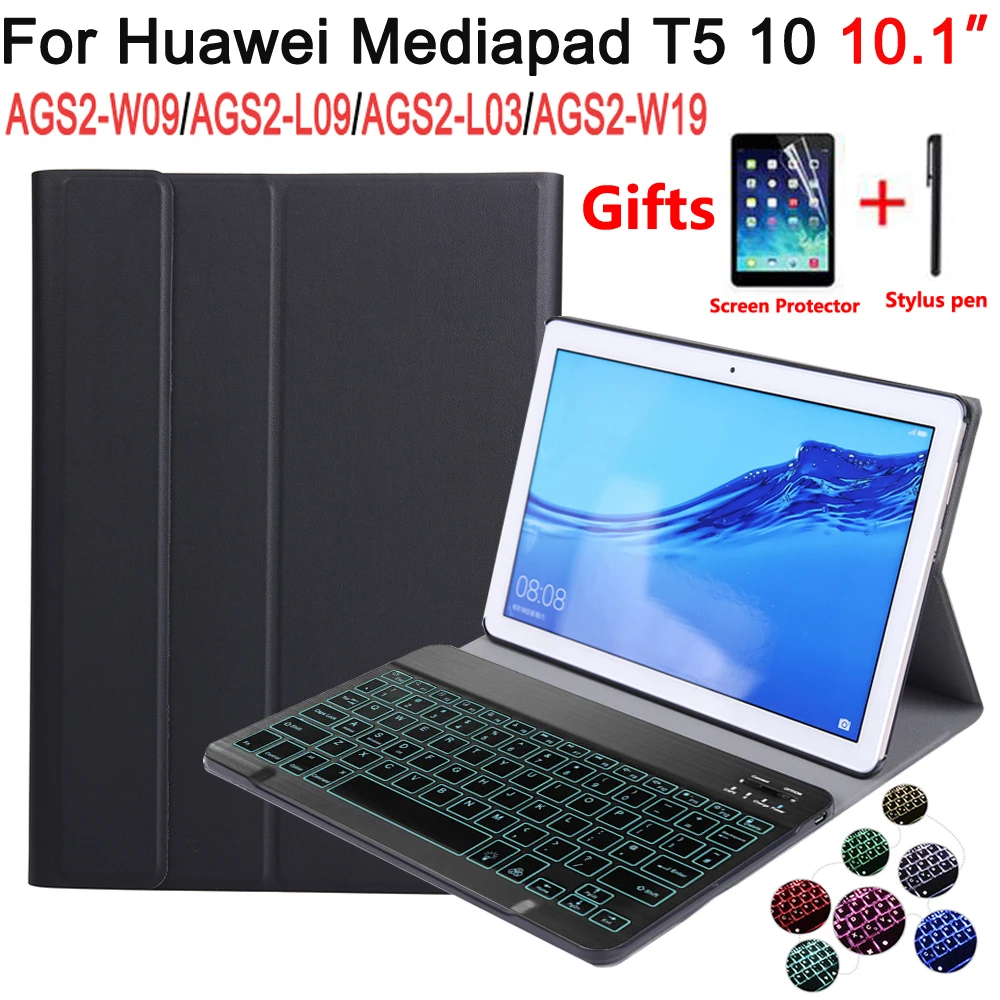 Bluetooth-клавиатура с подсветкой чехол для huawei Mediapad T5 10 10,1 AGS2-L09 AGS2-W09 AGS2-L03 корпус клавиатуры для huawei T5 10,1 крышка