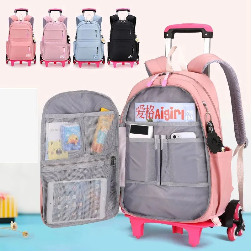 Mochila escolar con ruedas para niñas, morral con ruedas de pulgadas, resistente al agua, para viaje|Mochilas escolares| - AliExpress