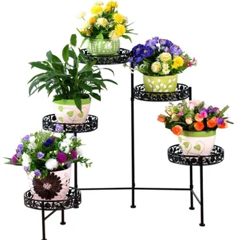 

Wrought Iron Flower Five Close Jardiniere Indoor Living Room Floor Balcony Promotion Multilayer European Money Plant Flower Stan