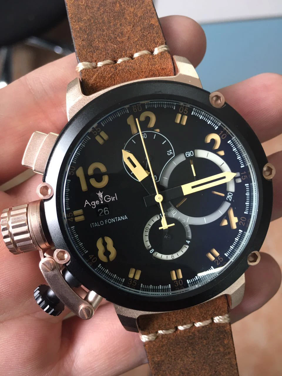 8 Новые автоматические механические мужские часы U CHRONOMETER U1001 U-51 Chimera Серебристая состаренная коричневая коровья кожа лодка часы черный золотой желтый - Цвет: 8