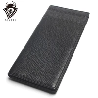 Men Black Long Wallets Stitching Style 100% Genuine Leather Wallet Men's Credit Card Travel Hand Purse For Man 1